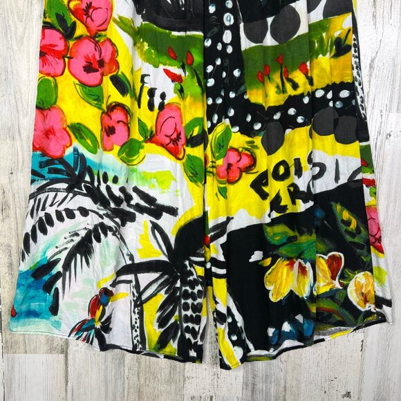 Jams World Parrot Cove Hawaiian Floral Wide Leg Cropped Pants Womens Size Large - Picture 3 of 14